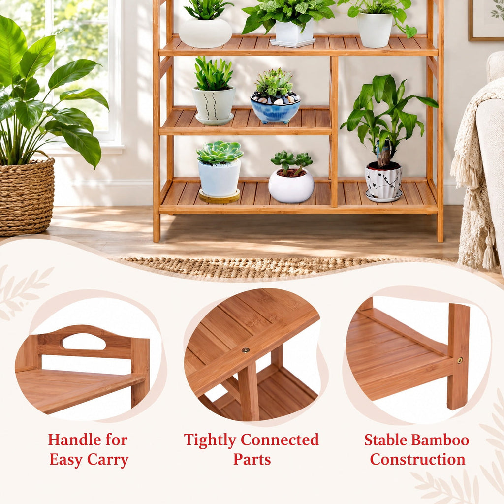Airfind Shoe Rack, 4 Tiers Multifunction Bamboo Storage, for Entryway Hallway, 44 lbs Capacity, Bamboo Frame, Wood color, Natural