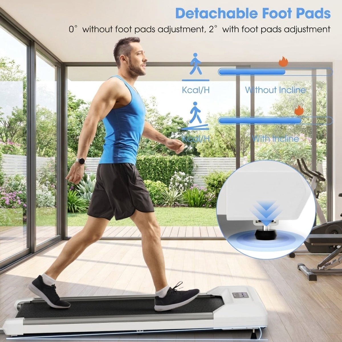 Airfind Walking Pad Treadmill with Incline 2.25 HP Folding Under Desk Treadmill for Home with LED Display and Remote Control and 7-Layer Anti-Slip Belt, Gray