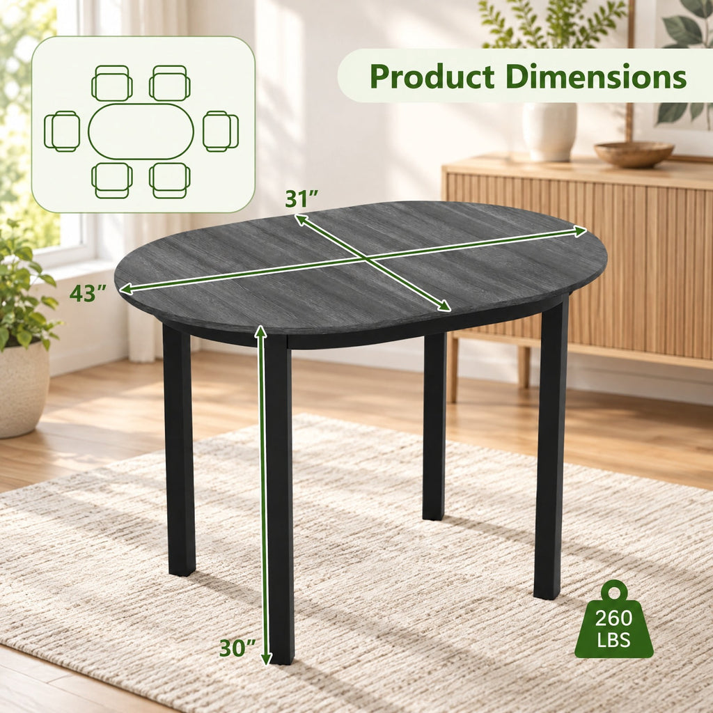 Airfind 43 Inch Wooden Dining Table with Rubber Wood Legs for 2-4 People, 260 lbs Capacity, Rubber Wood MDF Frame, 43 x 31 x 30 Footprint, Black