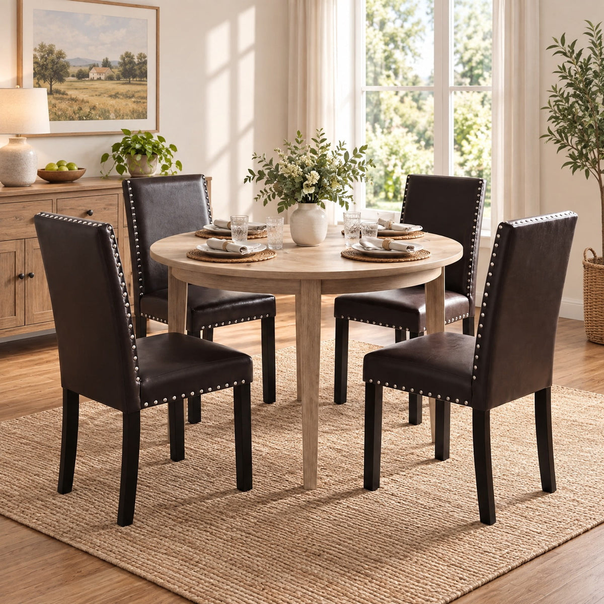 Airfind Set of 2/4 Dining Chairs Faux Leather Upholstered Parsons Kitchen Chairs, Set of 2, Versatile use fits modern farmhouse and office style rooms