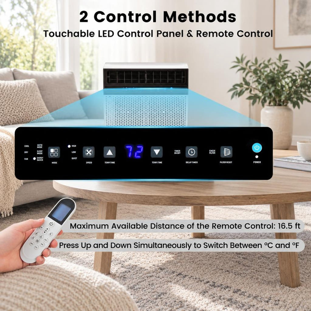 Airfind 12000 BTU Window Air Conditioner with Remote, 6 Modes, Sleep Timer, Washable Filter, for Rooms up to 600 Sq Ft, White