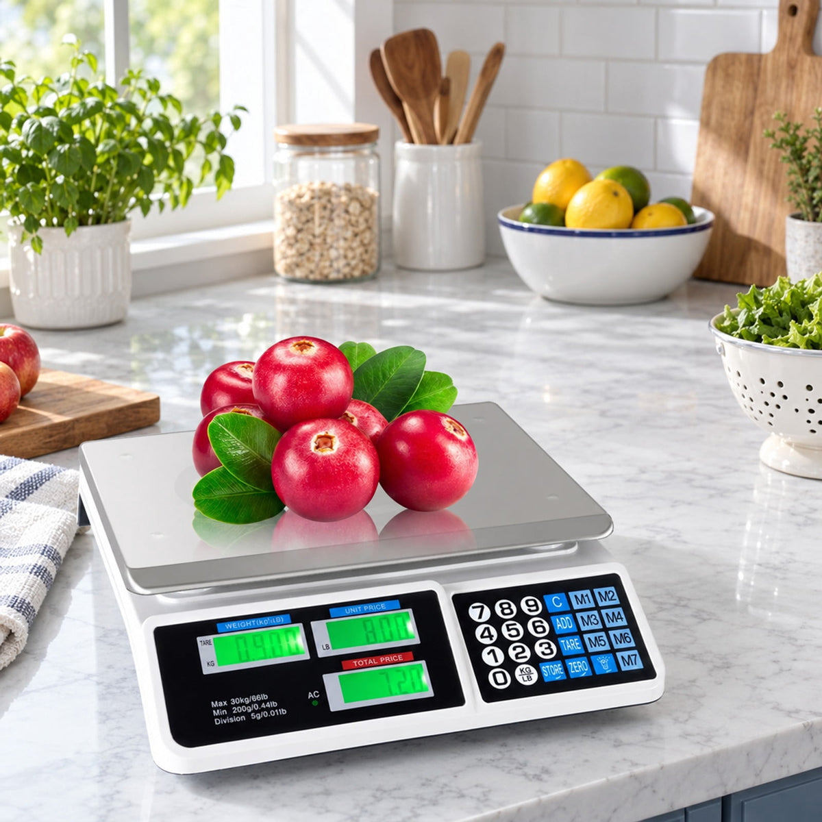 Airfind 66 lbs Electronic Price Computing Scale with LCD Screen Display, 66lbs Capacity, ABS Frame, 13.5 x13 x4 Footprint, Steel