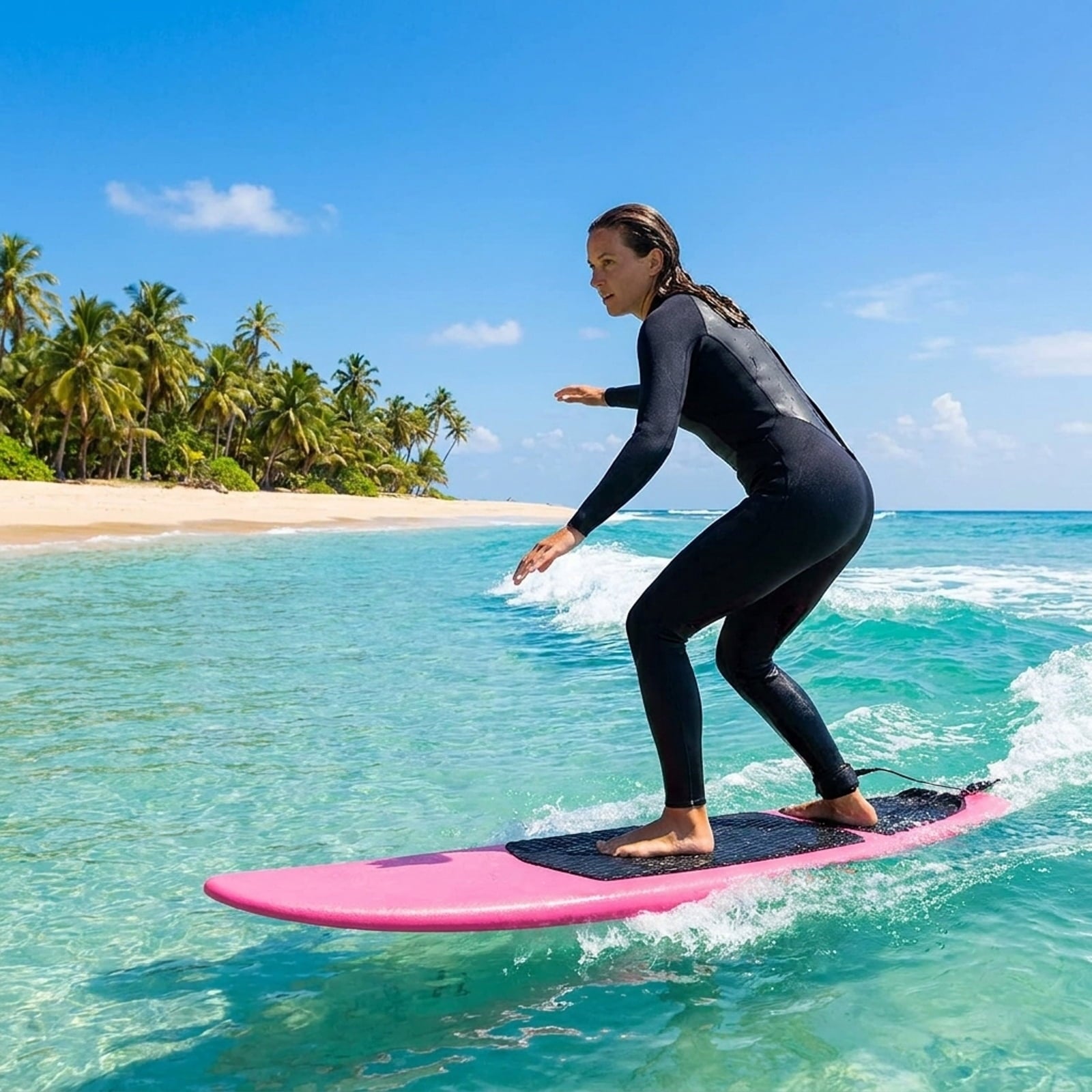 Airfind 41 Inch IXPE Bodyboard for Adults ¡ª Cool-Touch Deck, EPS Core, HDPE Slick Bottom, Crescent Tail, Coiled Wrist Leash Included (Pink)