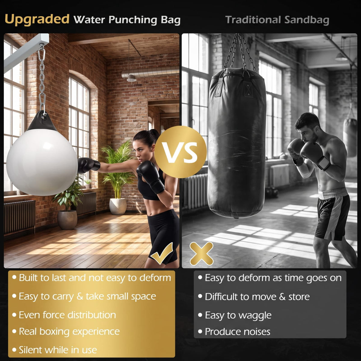 Airfind 21 Inch Water Aqua Punching Bag with Adjustable Metal Chain and Water Hose for Home Gym Boxing and Reaction Training, White