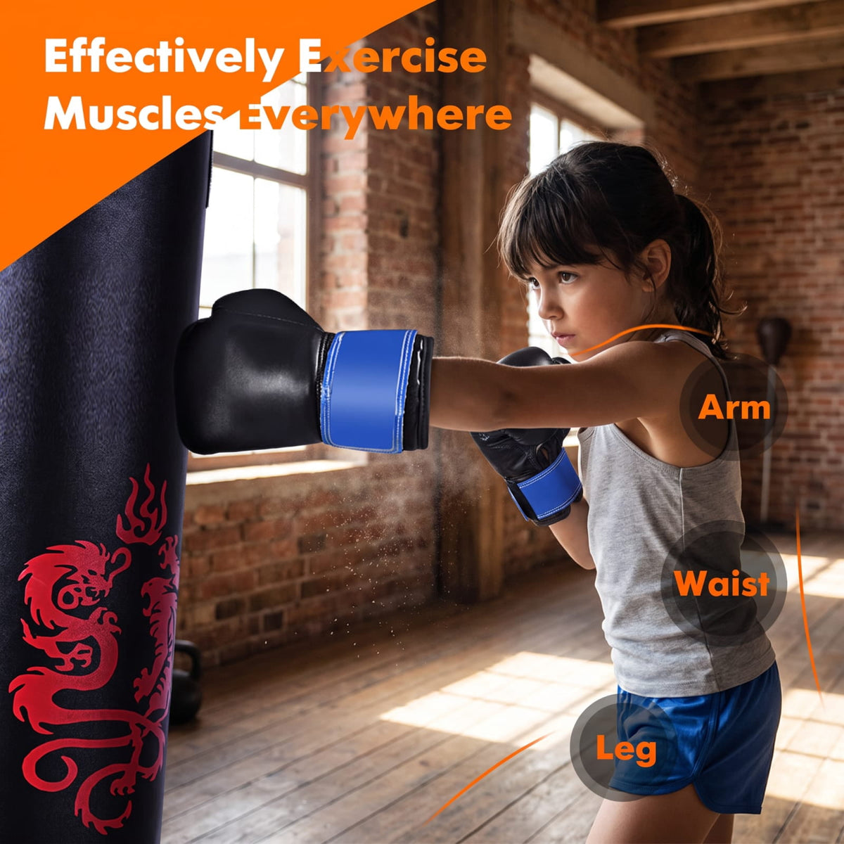 Airfind 5 Piece 40 Pound Filled Hanging Punching Bag Boxing Set with Gloves Jump Rope and Rucksack for Home Training, Black