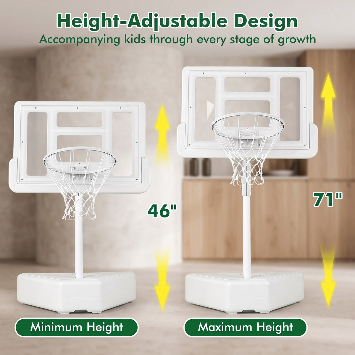 Airfind Poolside Basketball Hoop System, Adjustable Height Pool Basketball Set with 2 Water Balls and Pump, Metal PC Backboard for Swimming Pool Outdoor Family, White