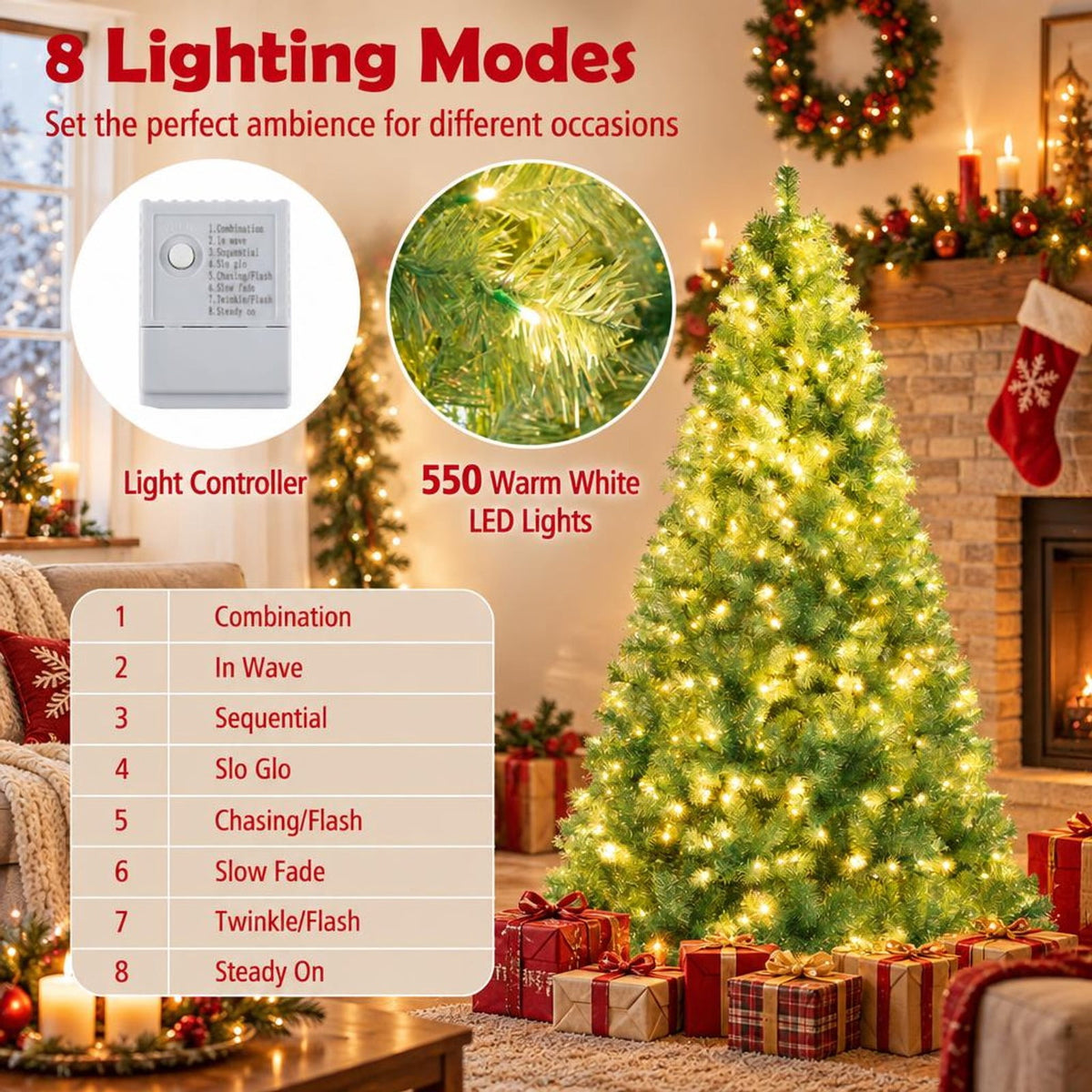 Airfind Pre-Lit Tinsel Christmas Tree Artificial Xmas Tree Home Office Party Seasonal Holiday Decoration, PVC PET Metal Frame, 4.5 x 7.5 ft Footprint