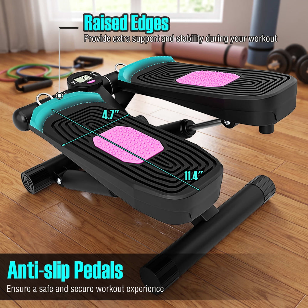 Airfind Mini Stepper Machine with Resistance Bands and Adjustable Height for Home Cardio Leg and Full Body Exercise, Black