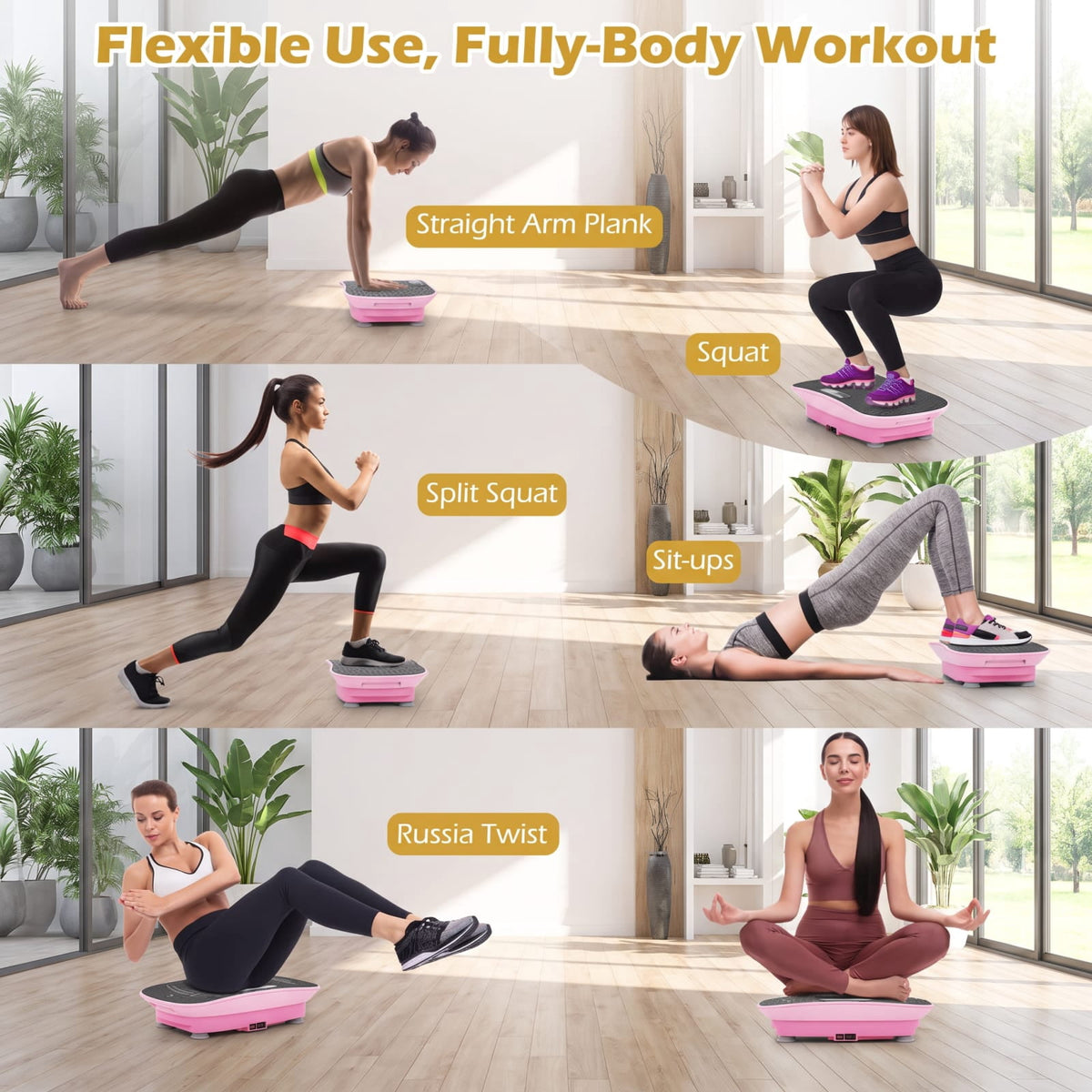 Airfind Vibration Plate Exercise Machine with 10 Speed Levels and Remote for Whole Body Workout Lymphatic Drainage, Pink