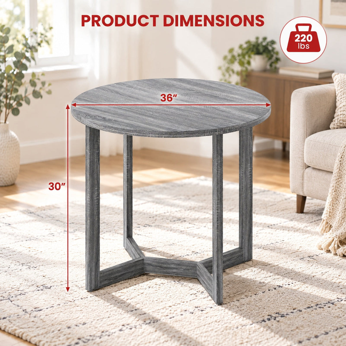 Airfind 36 Inch Round Wood Dining Table for 2-4 People with Wing-shaped Pedestal Base, 220 Lbs Capacity, Rubber Wood Mdf, 36 Inch X 30 Inch, Black