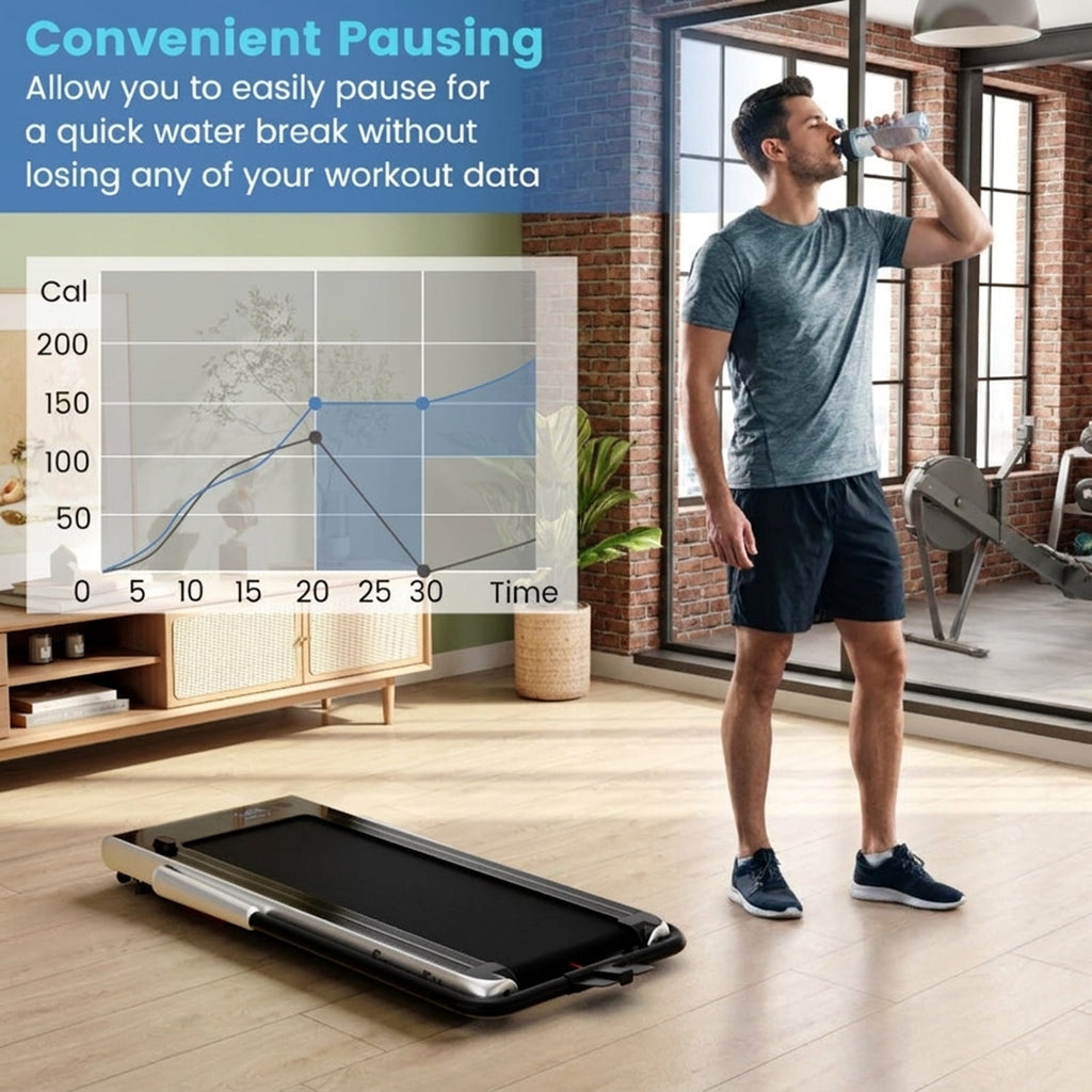 Airfind Walking Treadmill for Home with Adjustable 0.6-8 MPH Speed and Shock-Absorbing Belt Plus USB Port and Transport Wheels to Serve as a Quiet Folding Walking Pad, Silver