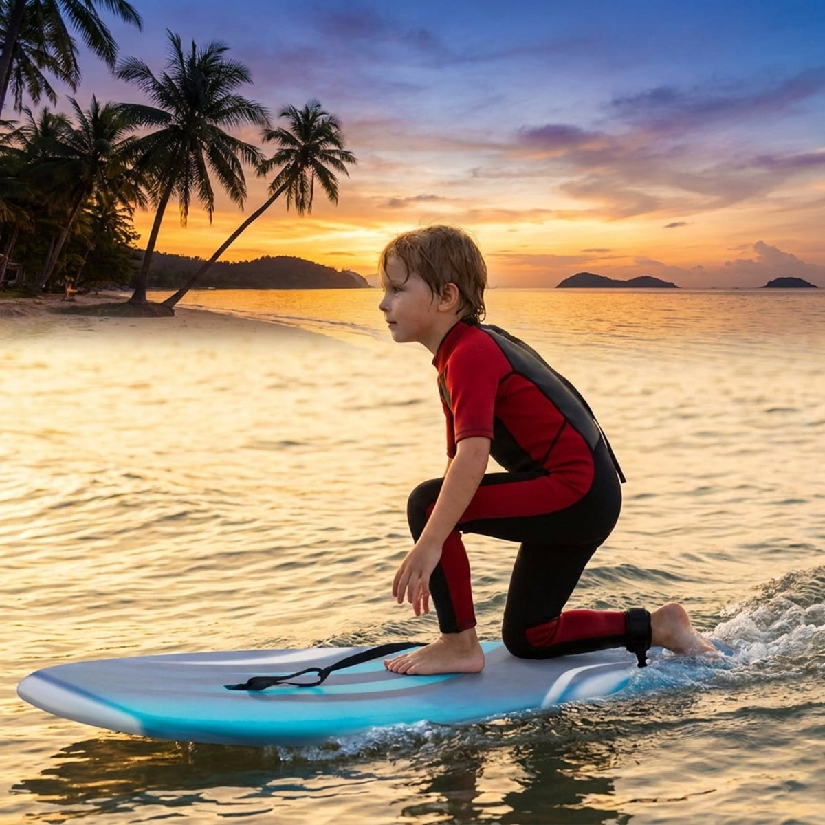 Airfind 33 Boogie Board with Tropical Reef Graphic Deck ¡ª EPS Core, XPE Top, HDPE Slick Bottom, Crescent Tail, Coiled Wrist Leash