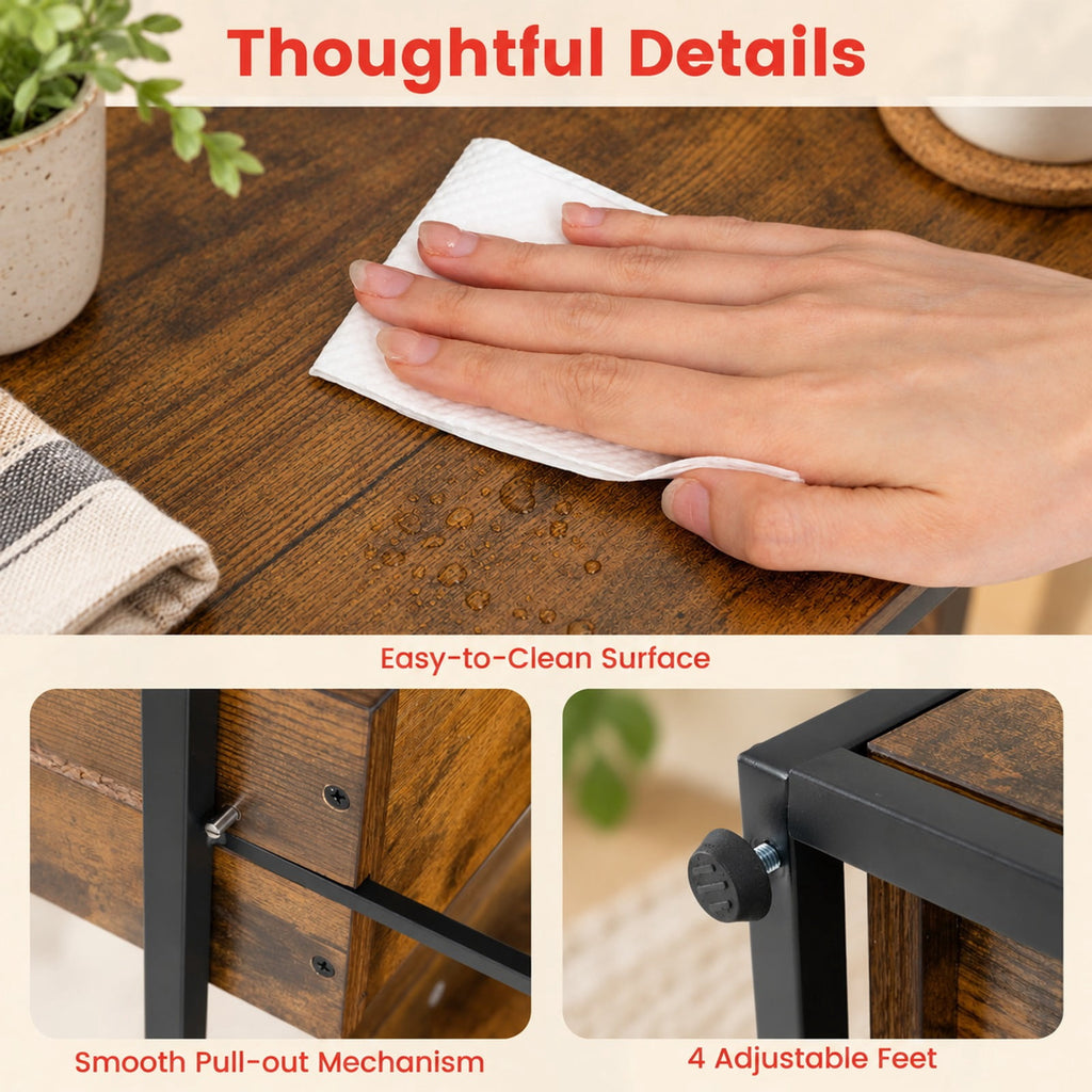 Airfind 5, Tier Food Storage Rack with 4 Pull, out Drawers and Adjustable Feet, Rustic Brown, Assembly needed, for Everyday Home Use