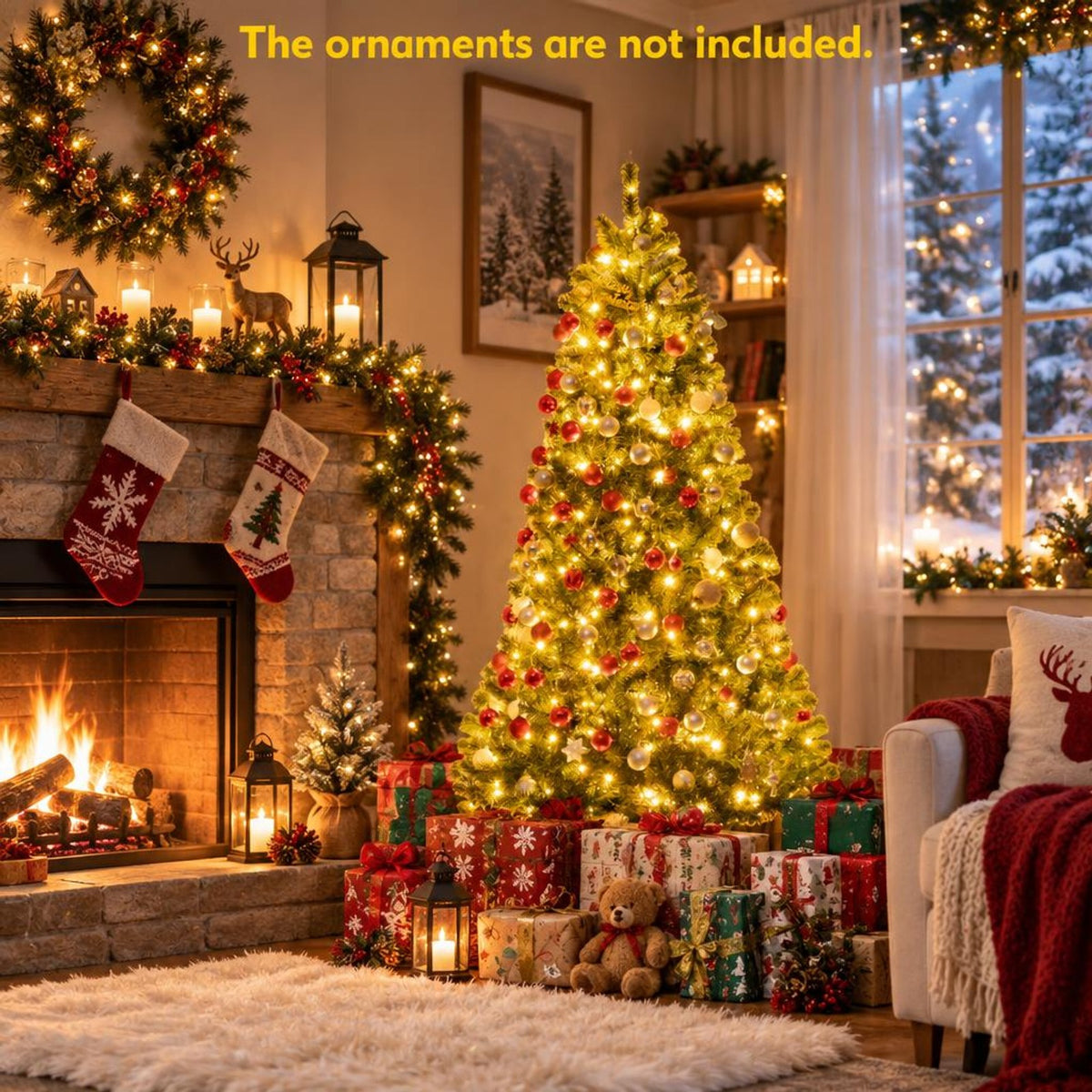 Airfind Artificial Hinged Christmas Tree with Remote-controlled Color-changing LED Lights-6ft, New PVC metal 6 Ft: Frame, 6ft x 3.1ft Footprint, Green