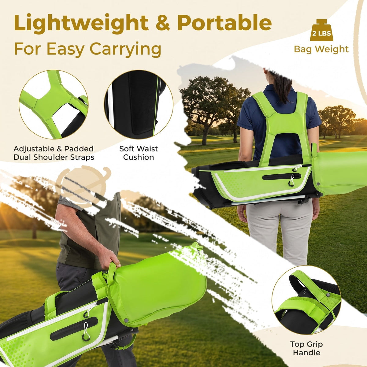 Airfind Junior Complete Golf Club Set for Kids Ages 8-10, Right Handed Youth Golf Clubs with Stand Bag, Rain Hood, Driver, Irons and Putter, Green