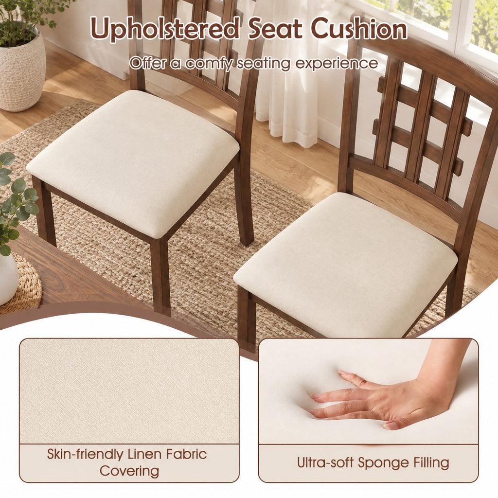 Airfind Set of 2 Wood Kitchen Chairs with Faux Leather Upholstered Seat, 265 lbs Capacity, Rubber Wood MDF Polyester Sponge Frame, Coffee