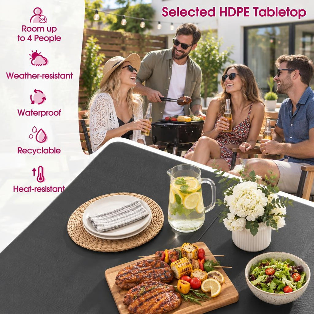 Airfind Folding Camping Table with All-Weather HDPE Tabletop and Rustproof Steel Frame, 330 lbs Capacity, HDPE Steel Frame, Gray