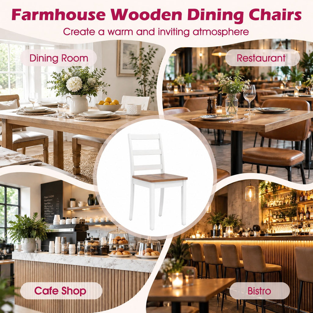 Airfind Set of 4 Wood Dining Chairs with Solid Rubber Wood Legs, 400 lbs Capacity, Rubber Wood MDF Plywood Frame, Wood