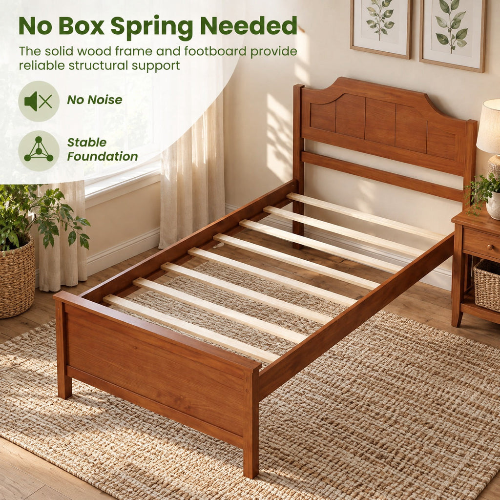 Airfind Multiple Size Solid Wood Platform Bed Frame with Headboard in Walnut, 350 lbs Capacity, 79.5 x 43 x 39 Bed Platform Footprint, Walnut