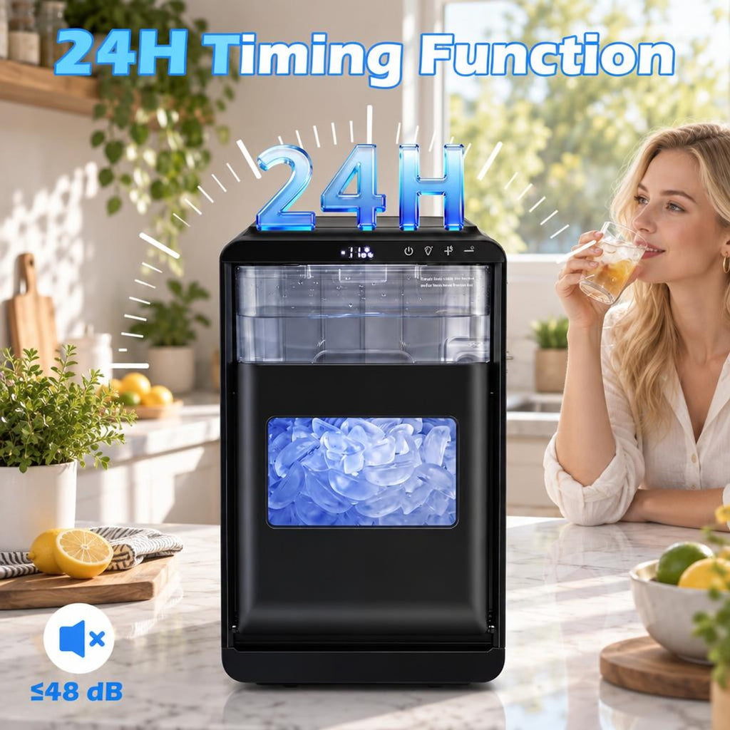 Airfind Crescent Ice Maker Countertop 26 lbs/24h Ice Machine featuring 16 Crescent Cubes, Stainless Steel ABS PP Frame, Black