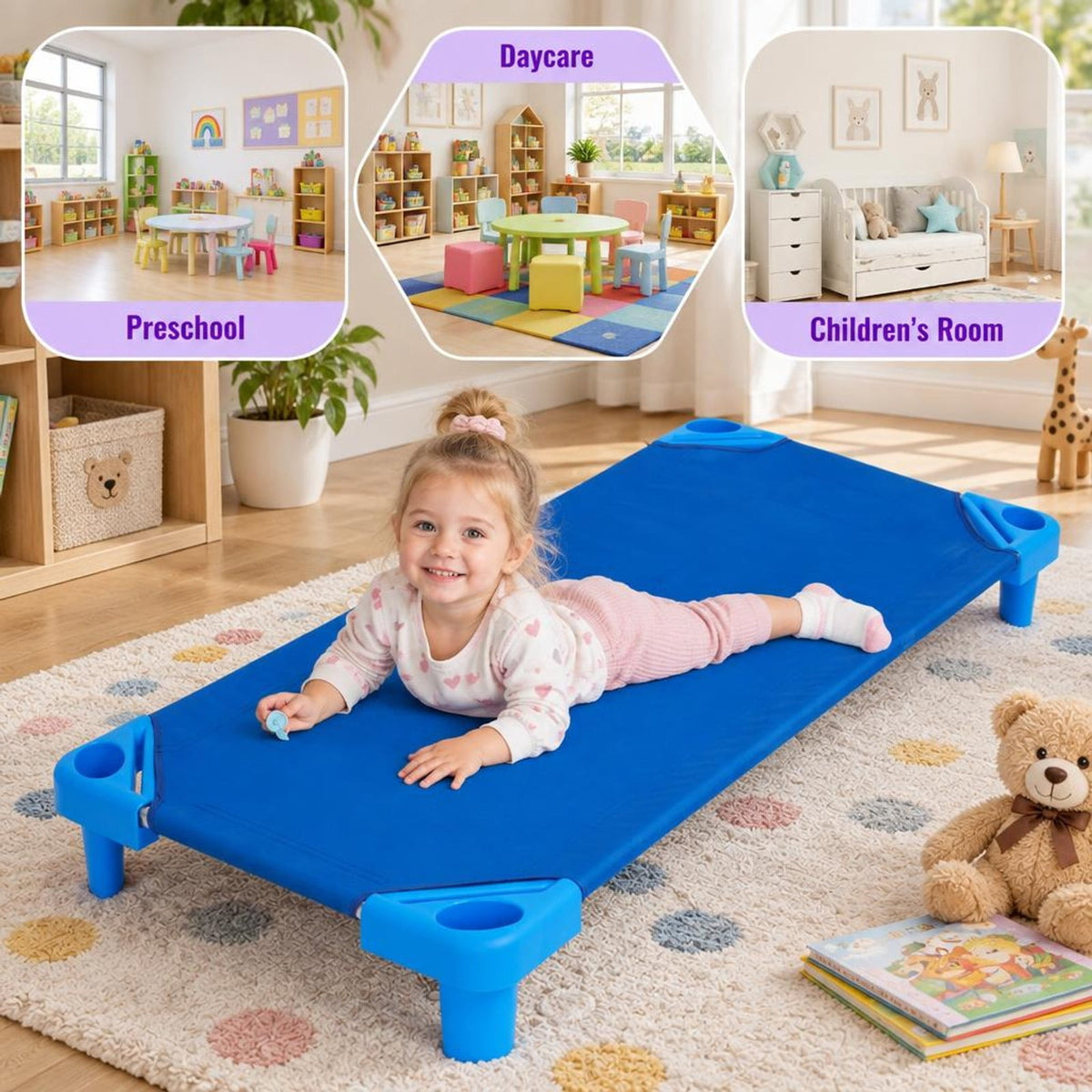 Airfind 52 x 23 Inch Pack of 6 Youth Stackable Daycare Rest Mat, 132 lbs Capacity, Steel PP Oxford for Everyday Use, Unspecified
