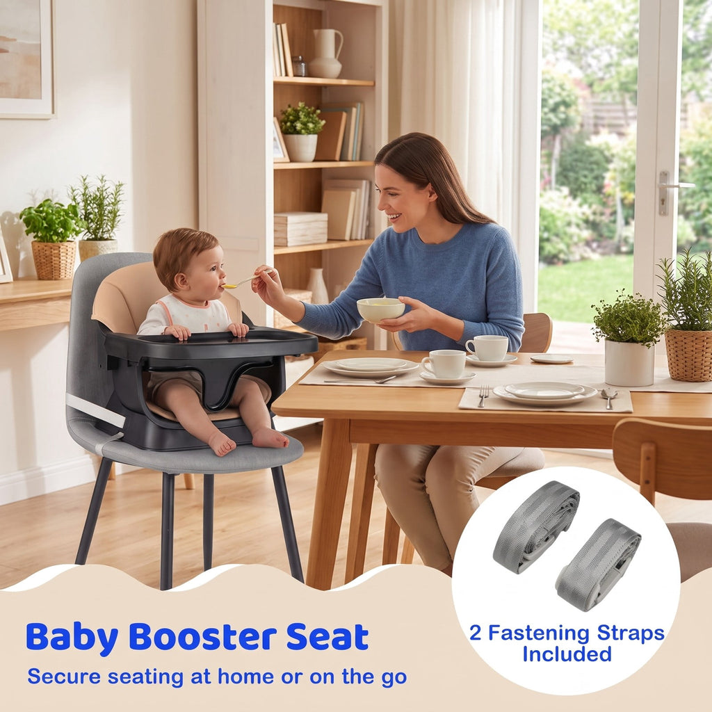 Airfind 9-in-1 Convertible High Chair with Solid Wood Legs for Babies and Toddlers, 33 lbs Capacity, PP Frame, for 6 months to 3 years old, Coffee