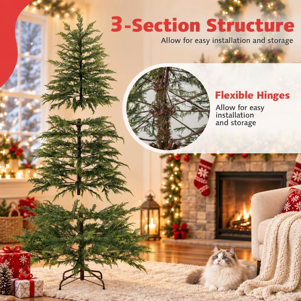Airfind 6.5 Feet Artificial Christmas Tree with Branch Tips and Colorful LED Lights, Green, a light controller for convenient operation