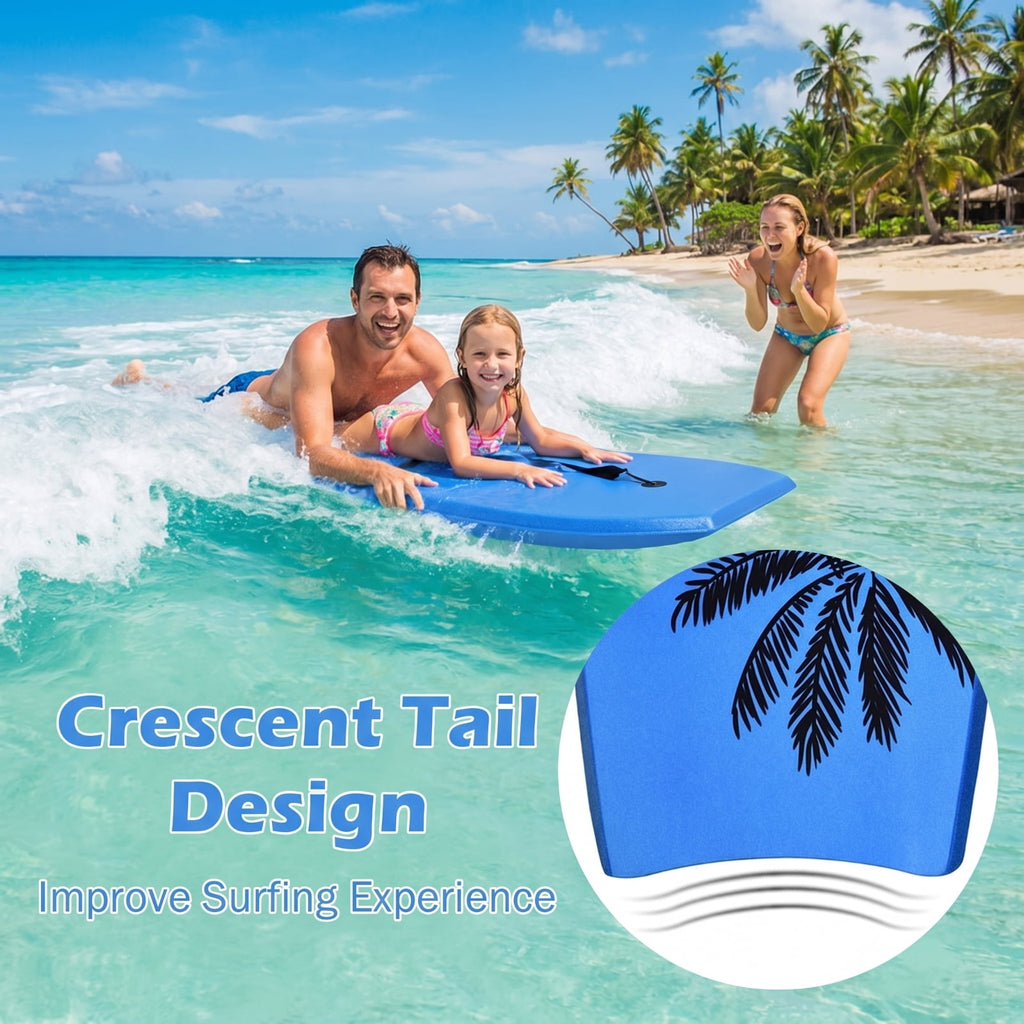 Airfind 41 Inch Ultra-Light IXPE Bodyboard for Adults ¡ª Cool-Touch Deck, EPS Core, HDPE Slick Bottom, Crescent Tail, Coiled Wrist Leash (Blue)