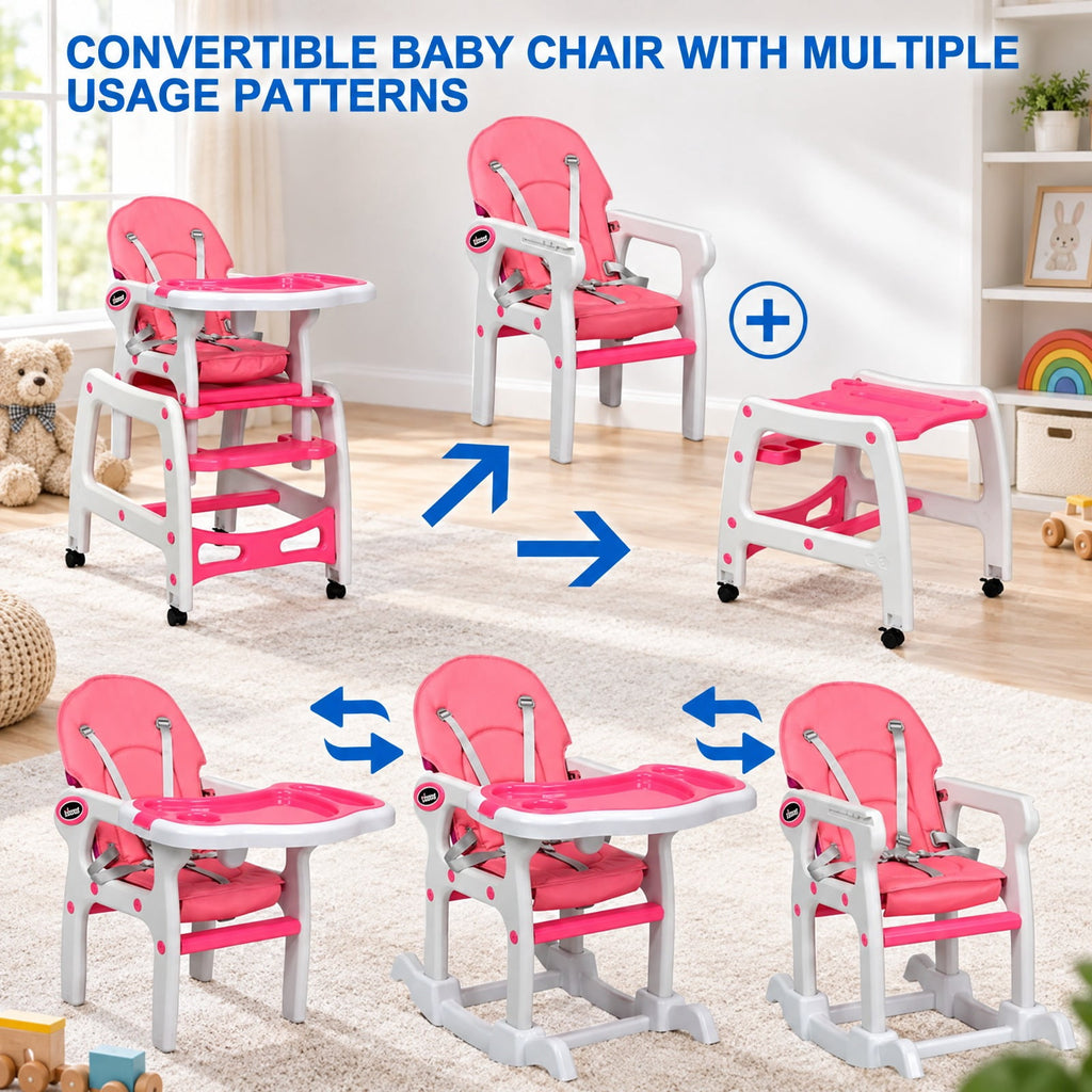 Airfind 3-in-1 Youth High Chair with Lockable Universal Wheels, 50 lbs Capacity, PP PE Sponge, Suitable for 6 Months to 8 Years, Unspecified
