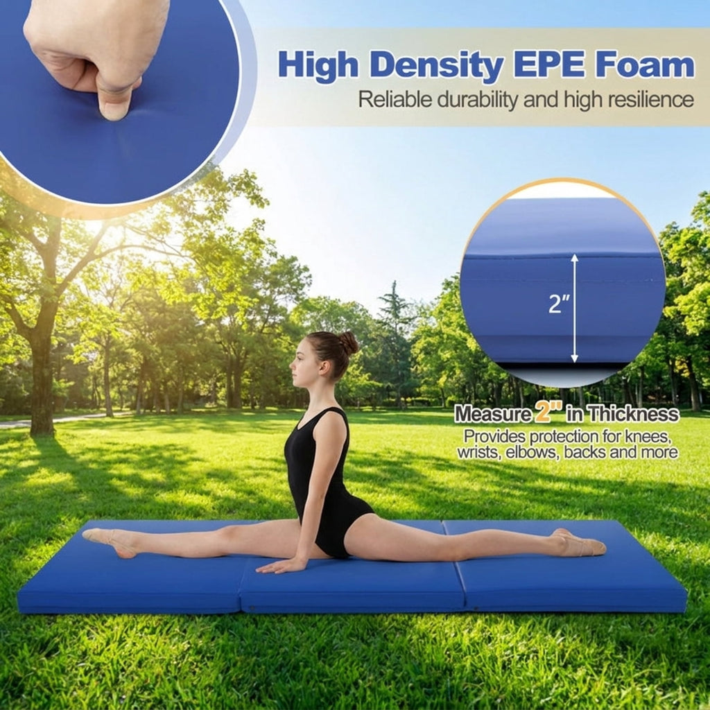 Airfind 9 FT Folding Gymnastics Balance Beam with Anti-Slip Bottom and High-Density EPE Foam plus Easy Assembly for Kids, Navy