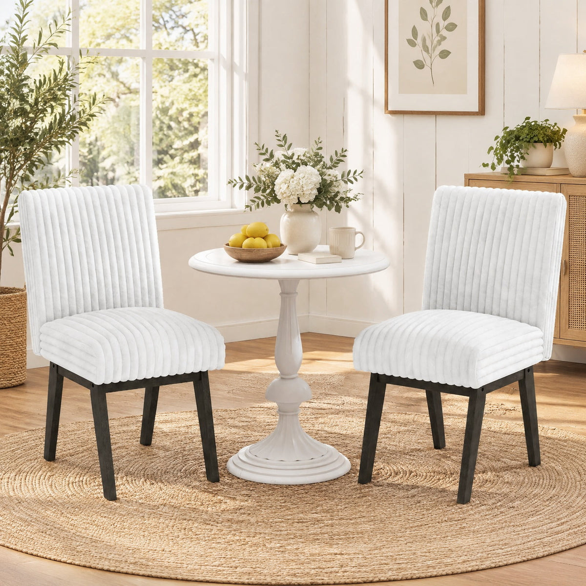 Airfind Dining Chairs Set of 2 Fabric Upholstered Kitchen Chairs with Padded Seatand Rubber Wood Legs-Gray and White, 400 lbs Capacity, Gray