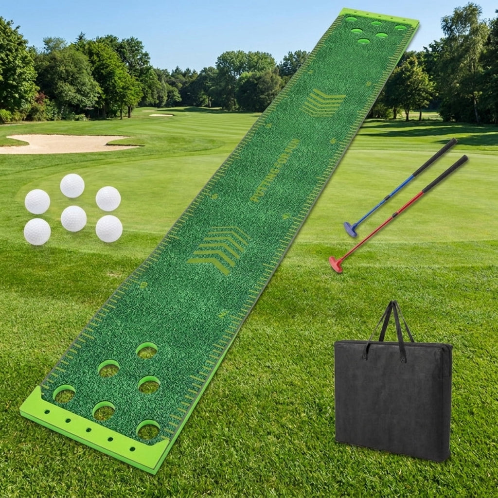 Airfind Premium Golf Hitting Practice Mat with thickened turf simulation and rubber anti-slip base plus ball tee holes for backyard driving practice, Green