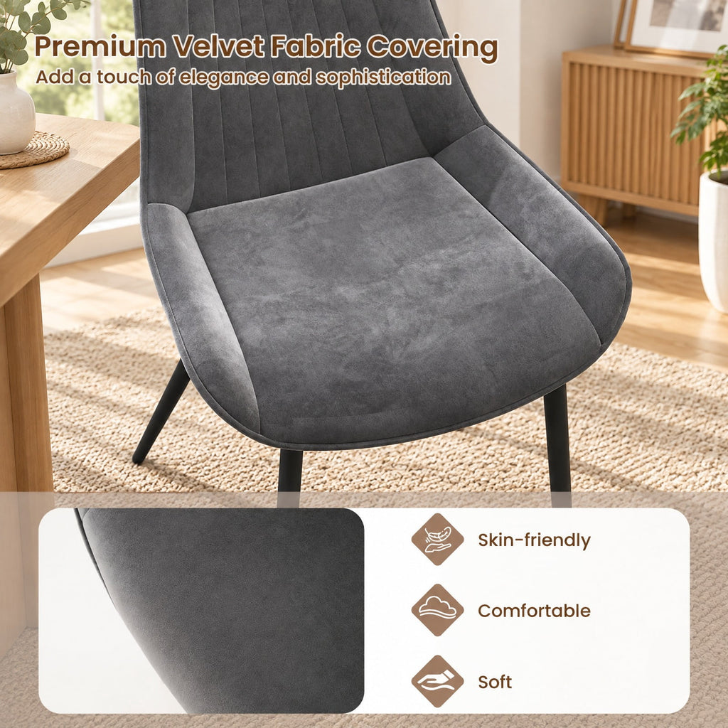 Airfind Dining Chair Set of 4 Faux Leather Upholstered Kitchen Chairs with Metal Legs, 330 lbs Capacity, PU Leather Sponge Metal GR/TU Frame, Gray