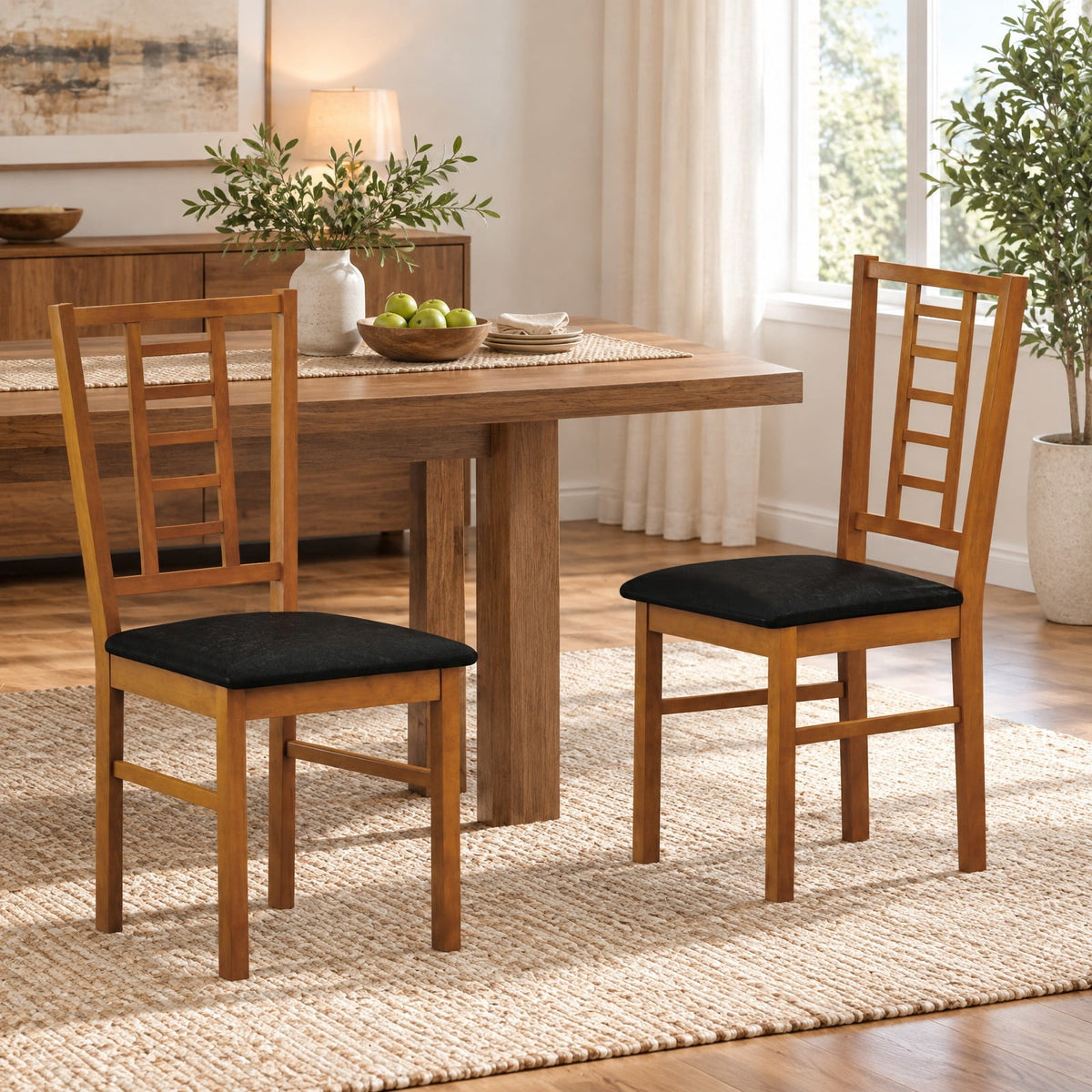 Airfind PU Leather Upholstered Wood Dining Chairs Set of 2, 330 lbs Capacity, Rubber Wood PU Leather Sponge MDF Frame, 17 x 19 x 35 Footprint