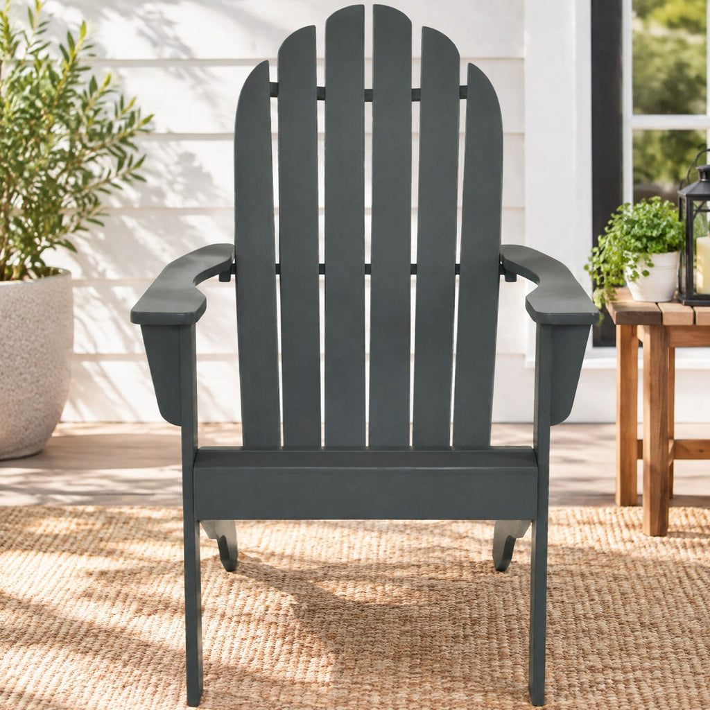 Airfind Acacia Wood Outdoor Adirondack Chair with Ergonomic Design, Acacia wood Frame, Gray, Overall dimension 27 x 35 x 40.5 (L x