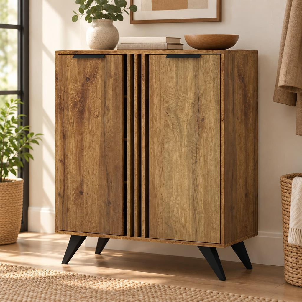 Airfind 4-Tier Modern Freestanding Hidden Shoe Cabinet with 2 Doors, 180 lbs Capacity, Engineered Wood Plastic Frame, 31.5 x 14 x 37.5 Footprint
