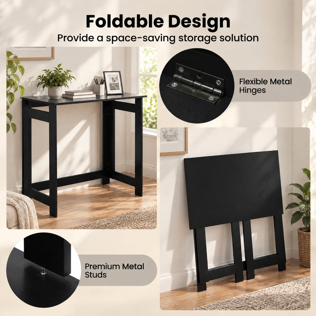 Airfind Folding Console Table with Foldable Legs, 55 lbs Capacity, Engineered Wood Frame, 31.5 Inch x 16 Inch x 29.5 Inch Footprint, Black