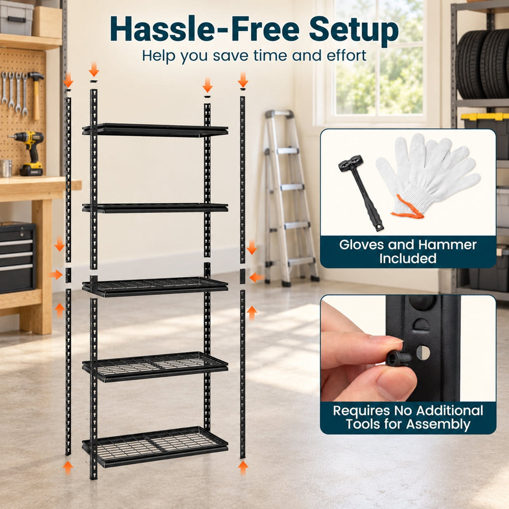 AIRFIND Metal Shelving Units Set of 4, 5 Adjustable Wire Shelves Each, 400 lb Capacity per Tier, 36 x 18 x 72 in Each, Black