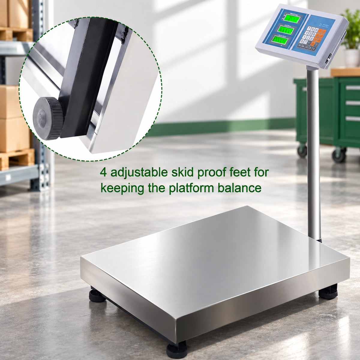 Airfind 660 lbs Weight Computing Digital Floor Platform Scale, Stainless steel Display Frame, Silver Platform