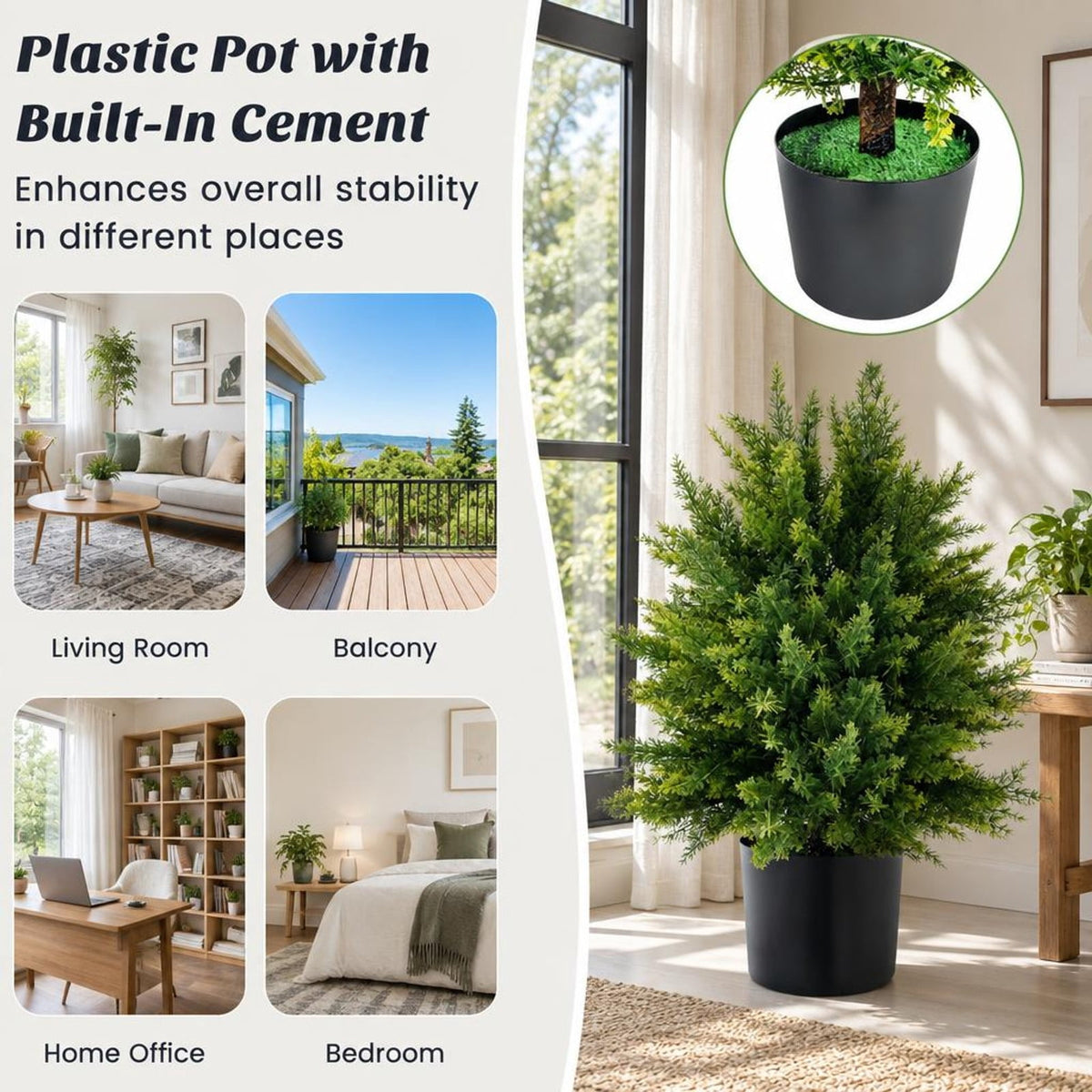 Airfind Set of 2 Artificial Topiary Plants, 21.5 Inch, PE and PVC, the Frame Is Made of Pe PVC Cement Overall Height 21.5 Inch, Green