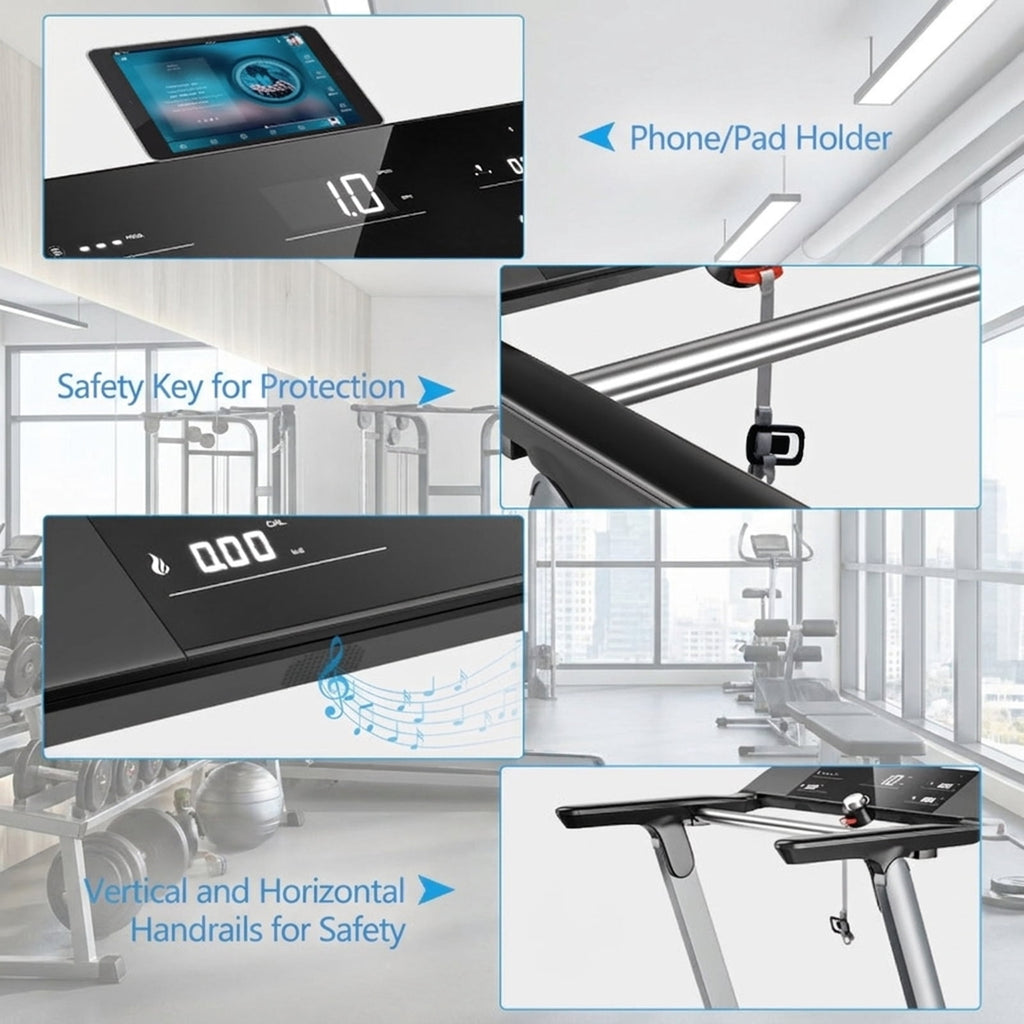 Airfind Walking Treadmill for Home with Adjustable Speed 0.6 to 8 MPH and Shock Absorption Belt and USB Port and Transport Wheels Folding Treadmill, Dark