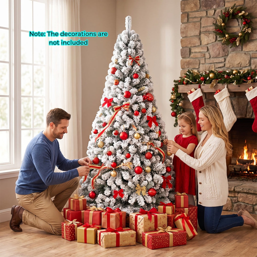 Airfind Artificial Snow-Flocked Christmas Tree with Branch Tips-6 ft, PVC Metal Frame, 3 x 6 ft Tree Height 6 ft Tree Width 3 ft Footprint, Green