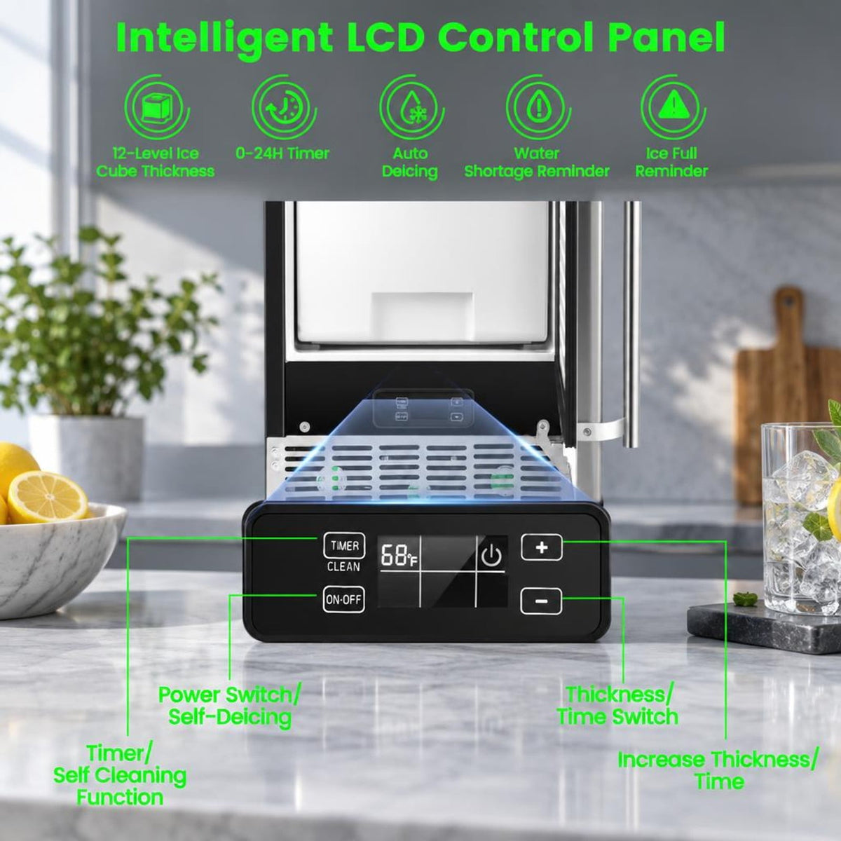Airfind Free-Standing Built-In Undercounter Ice Maker, Stainless Steel PP Zinc-Plated Sheet ABS for Convenient Everyday Use, Silver