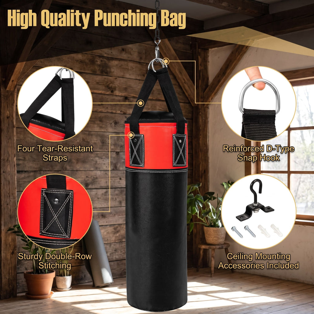 Airfind 11 Pound Kids Hanging Punching Bag Set with Hand Wraps and Padded Gloves for Karate Taekwondo Practice and Home Boxing Training, Black