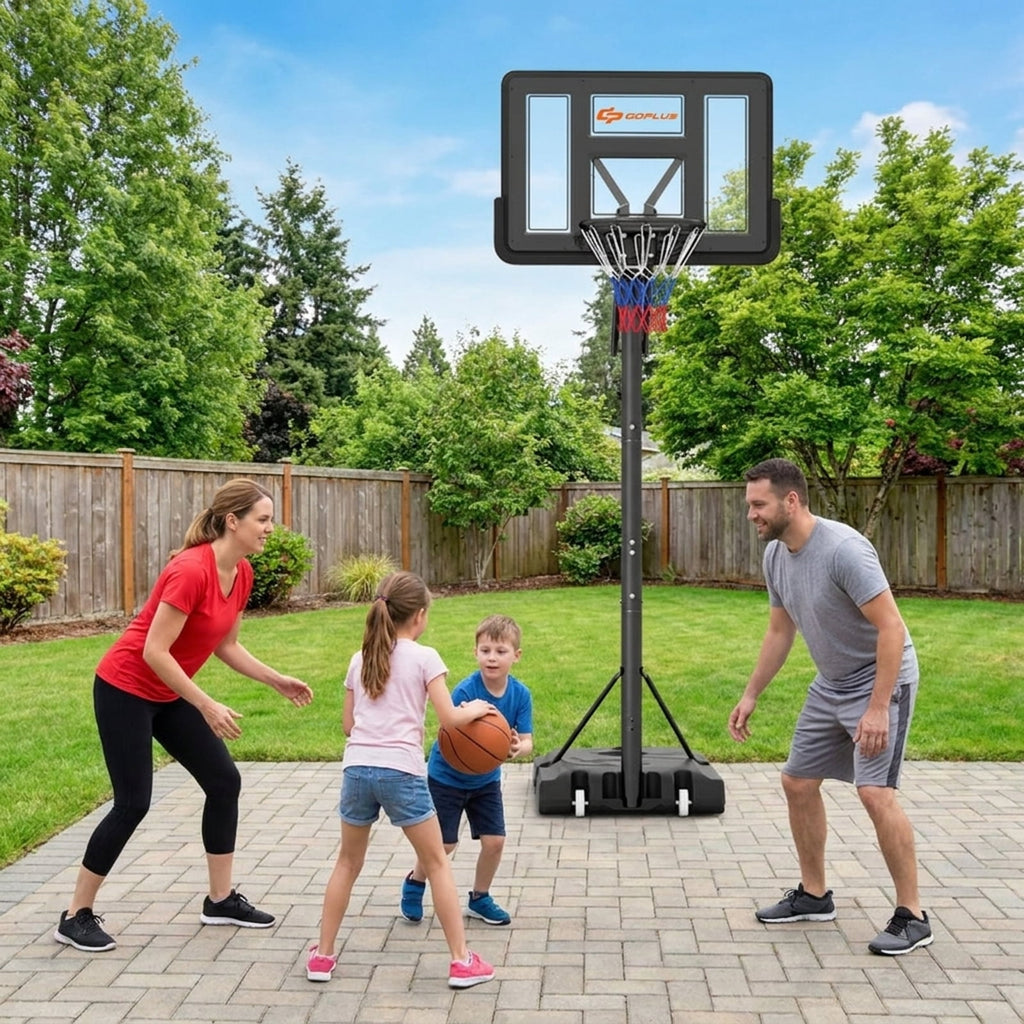 Airfind Portable Basketball Goal (4.6 to 10 ft Range) Stabilizing Base, Black