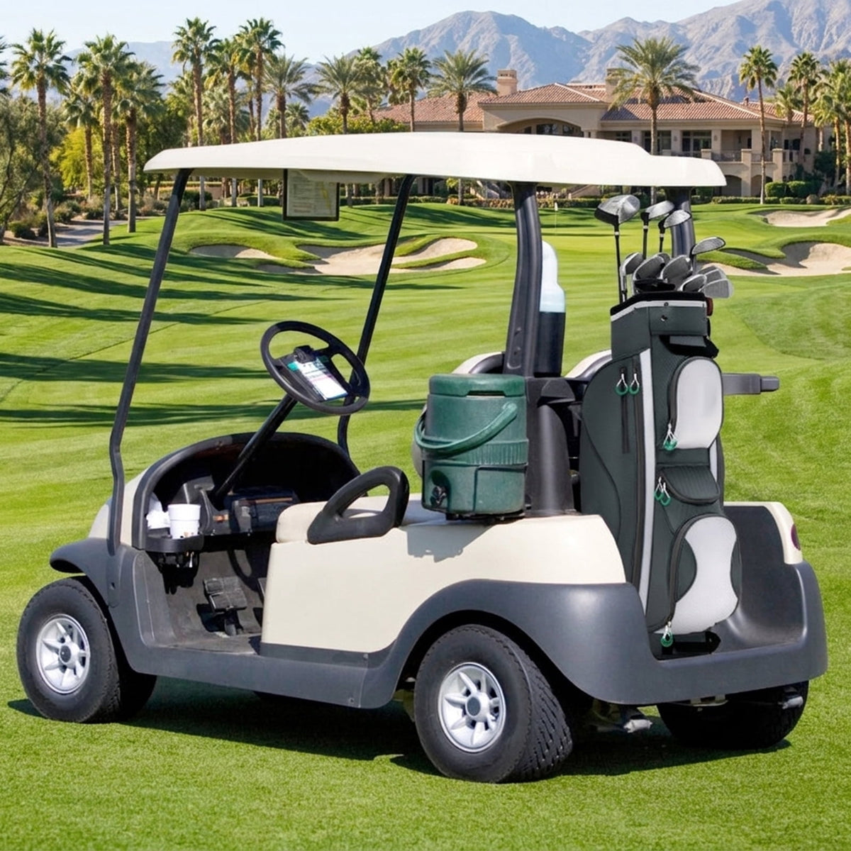Airfind Ultra-Light 14-Way Cart Bag with Cooler Bag, 7 Pockets and Rain Hood, Gray