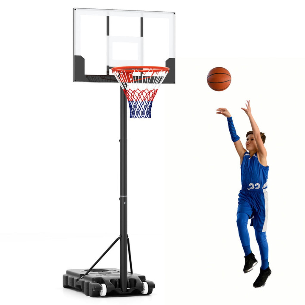 Airfind Portable Basketball Hoop with Adjustable Height from 3.3 to 7 ft and Shatterproof PC Backboard for Indoor and Outdoor Play, White