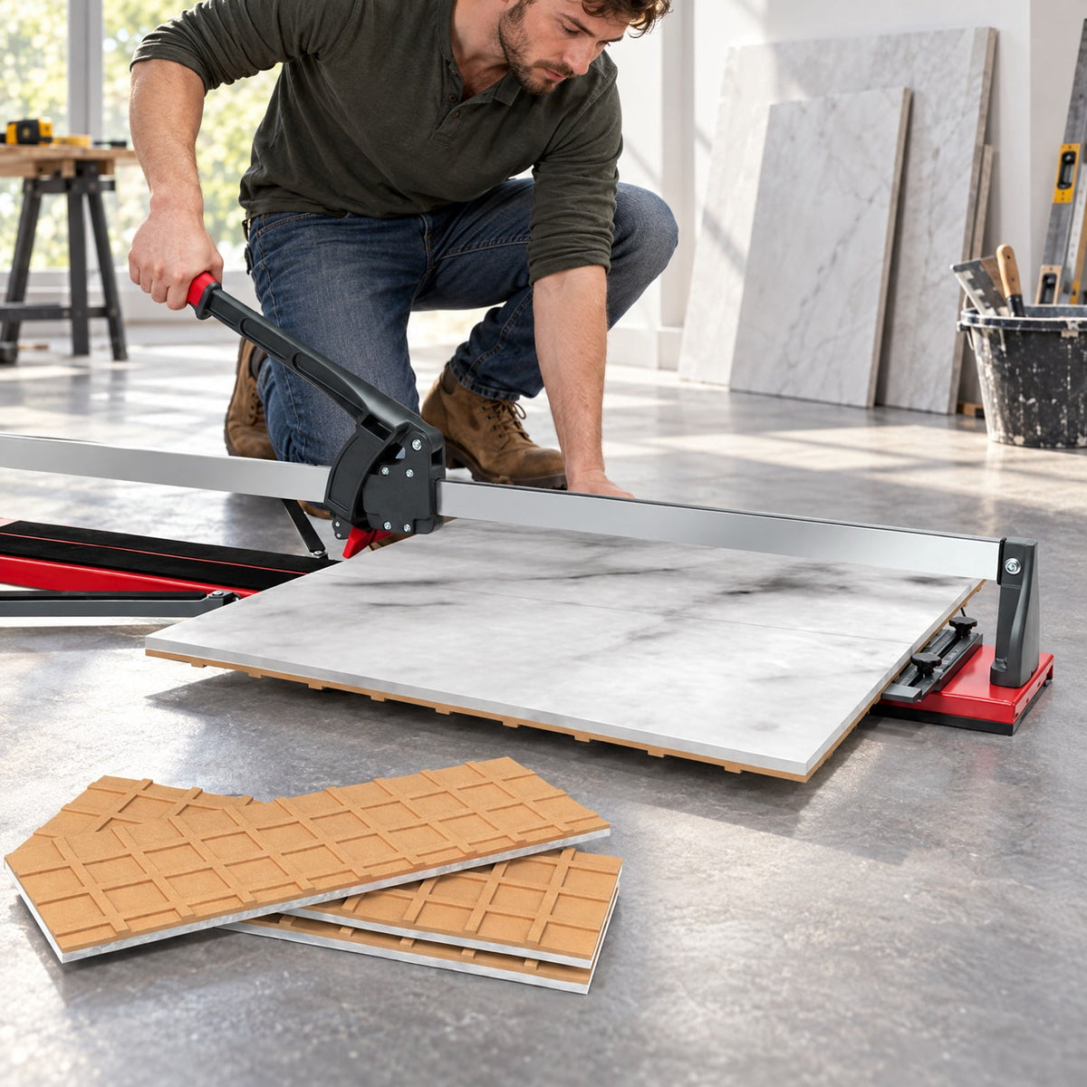 Airfind 48 Inch Manual Tile Cutter Porcelain Cutter Machine, Iron plastic tungsten carbide Frame, 56.5 x 9 x 9 Footprint, As the picture shows