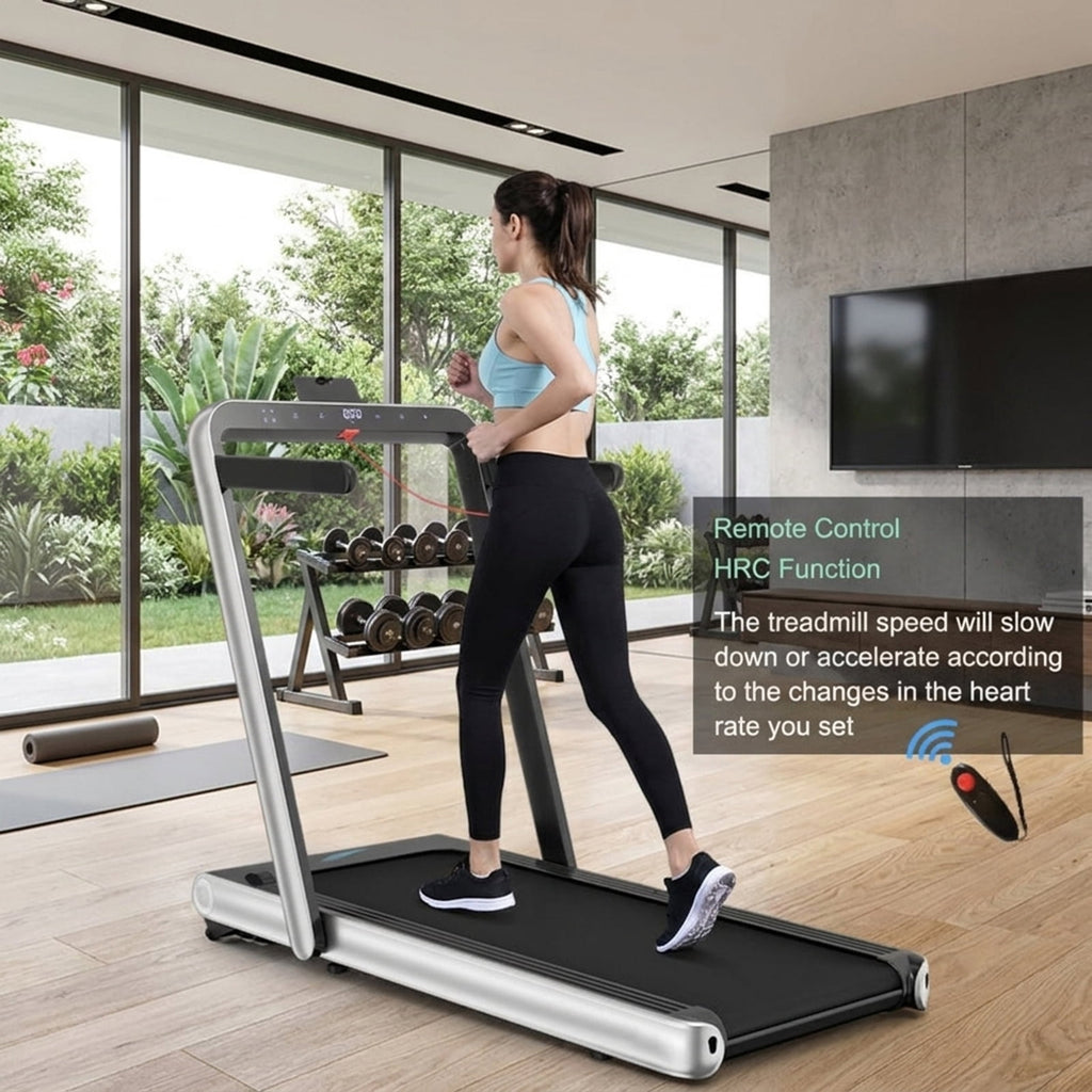 Airfind 4.75HP 2-in-1 Walk-to-Run Folding Treadmill with APP Sync, Silver