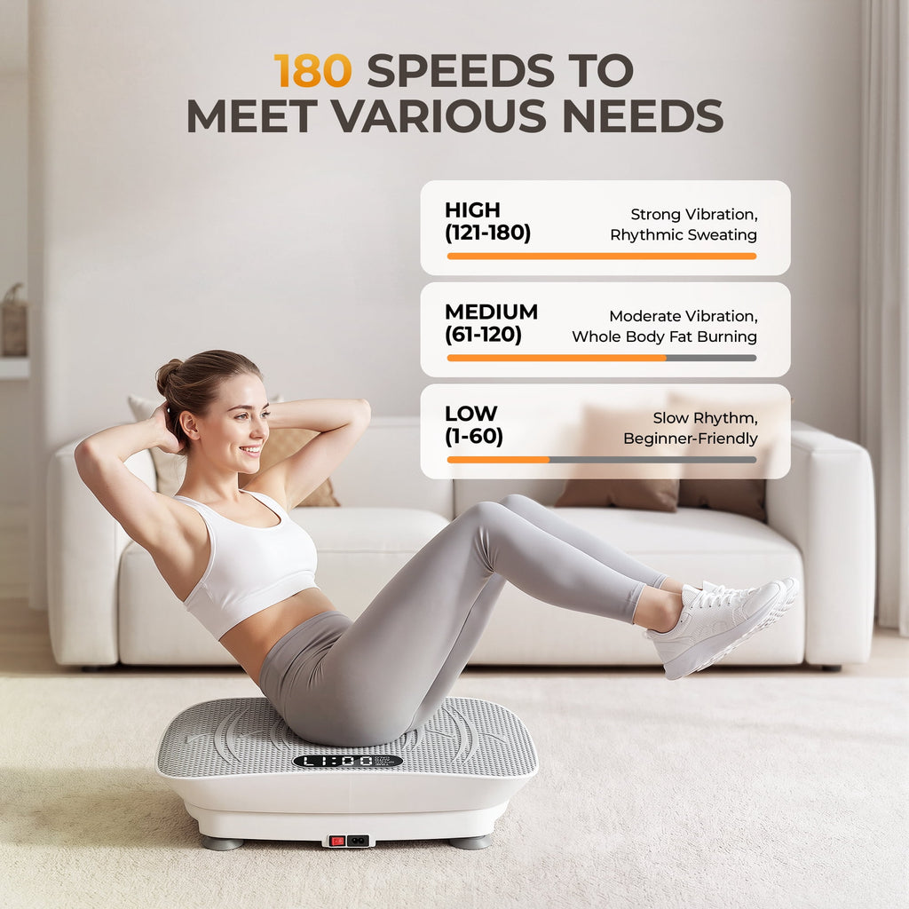 Airfind Vibration Plate Exercise Machine for Lymphatic Drainage, Whole Body Vibration Platform with Bluetooth, Remote,2 Yoga Strap,5 Resistance Bands for Home Exercise Gym,450lb Capacity,White